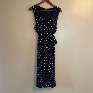 Tommy Hilfiger Navy Polka Dot Sleeveless Maxi Wrap Dress